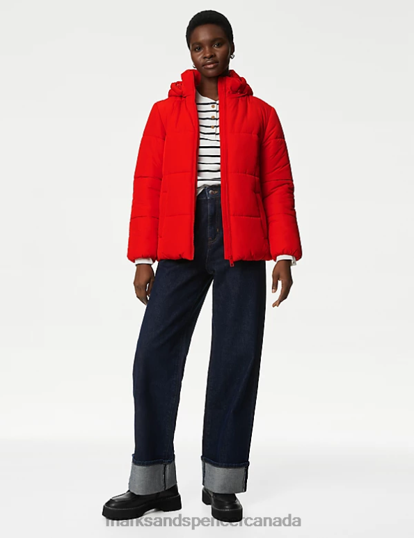 Women Poppy Clothing Marks & Spencer Recycled Thermowarmth Hooded Puffer Jacket 20VTD1335 - Marks and Spencer outlet