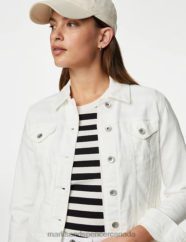Women Soft White Clothing Marks & Spencer Cotton Rich Denim Jacket with Stretch 20VTD3002 - Marks and Spencer online