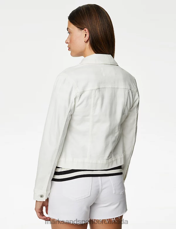 Women Soft White Clothing Marks & Spencer Cotton Rich Denim Jacket with Stretch 20VTD3002 - Marks and Spencer online