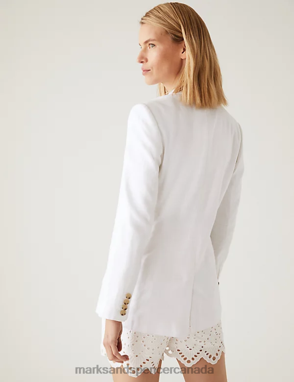 Marks and Spencer sale - Women Soft White Clothing Marks & Spencer Linen Blend Tailored Single Breasted Blazer 20VTD1425