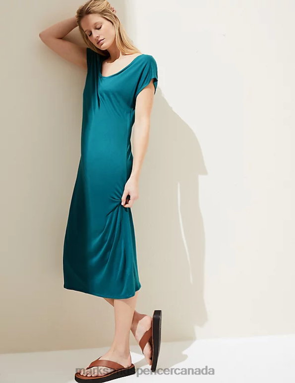 Marks and Spencer Canada - Women Bayleaf Clothing Marks & Spencer Jersey V-Neck Midi T-Shirt Dress 20VTD2016