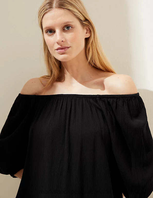 Marks and Spencer near me - Women Black Clothing Marks & Spencer Bardot Knee Length Shift Dress 20VTD1858