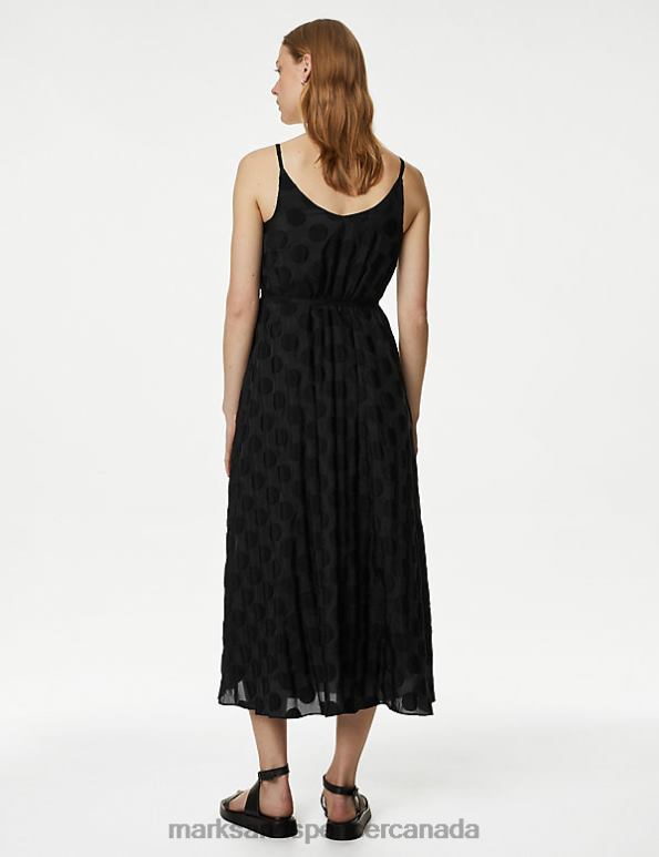 Women Black Clothing Marks & Spencer Jacquard V-Neck Midaxi Cami Dress 20VTD2052 - Marks and Spencer Canada locations