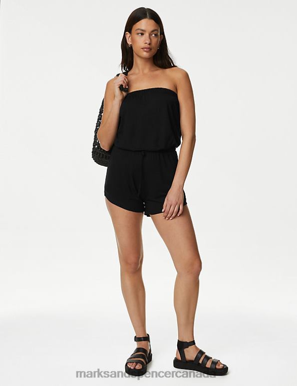 Marks and Spencer near me - Women Black Clothing Marks & Spencer Jersey Drawstring Sleeveless Playsuit 20VTD556