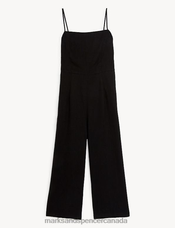 Marks and Spencer near me - Women Black Clothing Marks & Spencer Linen Rich Sleeveless Jumpsuit 20VTD2496