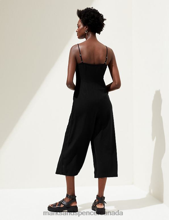 Marks and Spencer near me - Women Black Clothing Marks & Spencer Linen Rich Sleeveless Jumpsuit 20VTD2496