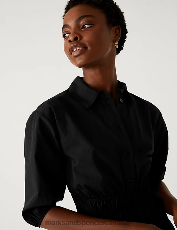 Marks and Spencer Canada - Women Black Clothing Marks & Spencer Pure Cotton Midi Shirt Dress 20VTD2155