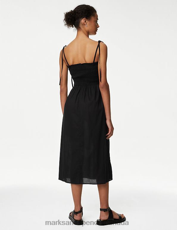 Marks and Spencer near me - Women Black Clothing Marks & Spencer Pure Cotton Square Neck Midi Beach Dress 20VTD3187