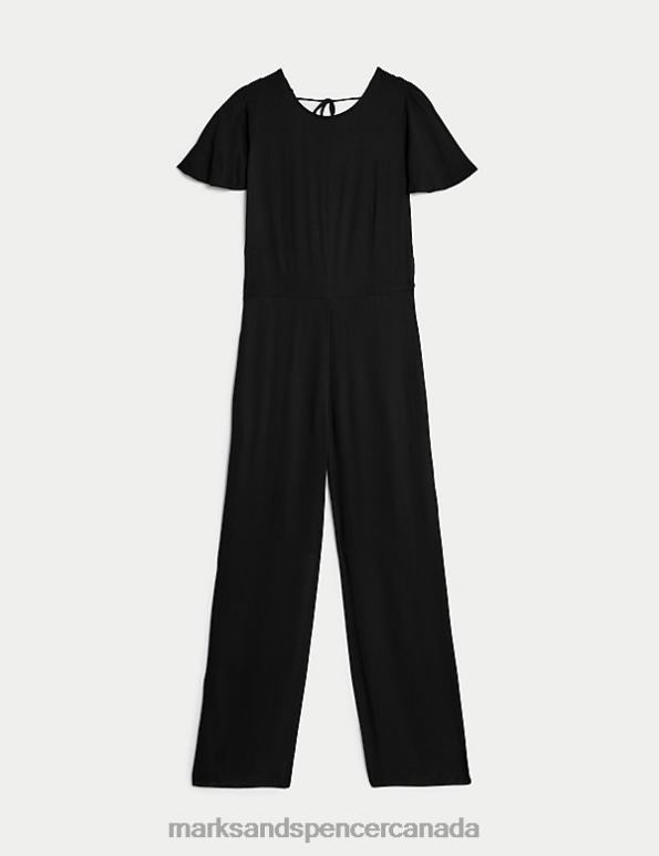Women Black Clothing Marks & Spencer Tie Neck Frill Detail Jumpsuit 20VTD1111 - Marks and Spencer online