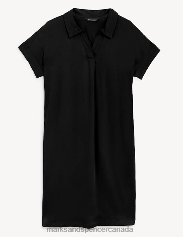 Women Black Clothing Marks & Spencer V-Neck Knee Length Shift Dress 20VTD2933 - Marks and Spencer outlet