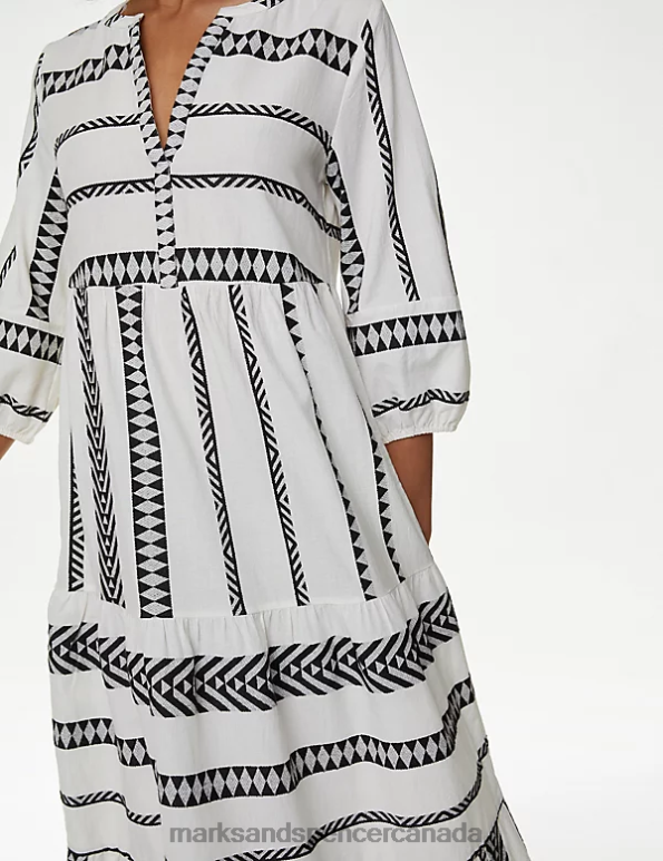 Marks and Spencer sale - Women Black Mix Clothing Marks & Spencer Cotton Rich Jacquard Midaxi Beach Dress 20VTD2048