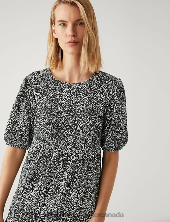 Marks and Spencer near me - Women Black Mix Clothing Marks & Spencer Jersey Printed Textured Tiered Dress 20VTD830