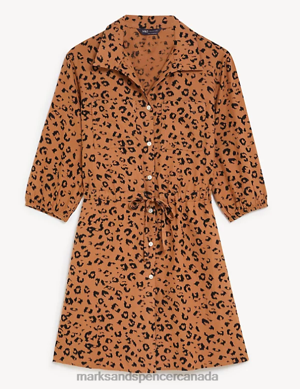 Women Black Mix Clothing Marks & Spencer Linen Rich Animal Print Mini Shirt Dress 20VTD2860 - Marks and Spencer Canada locations