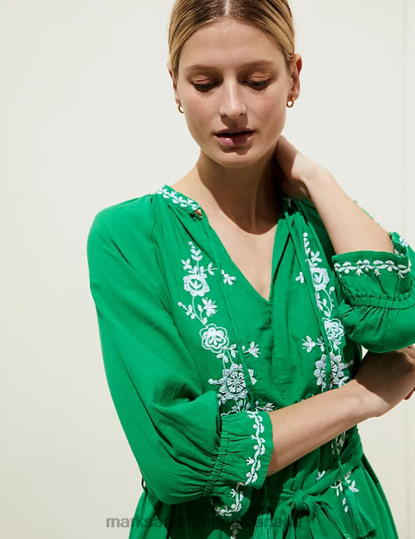 Marks and Spencer near me - Women Bright Green Clothing Marks & Spencer Pure Cotton Beach Cover Up Kaftan 20VTD1462