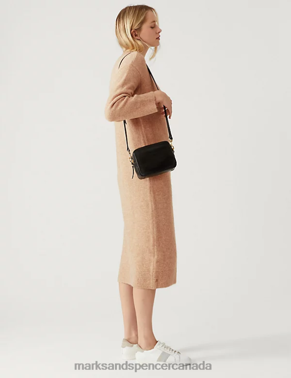 Marks and Spencer near me - Women Camel Clothing Marks & Spencer Knitted Crew Neck Dress 20VTD724
