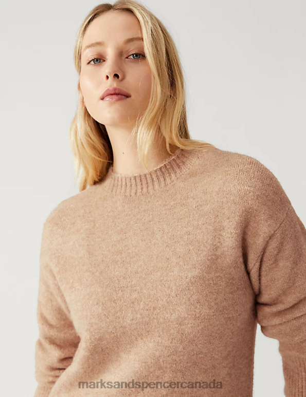 Marks and Spencer near me - Women Camel Clothing Marks & Spencer Knitted Crew Neck Dress 20VTD724