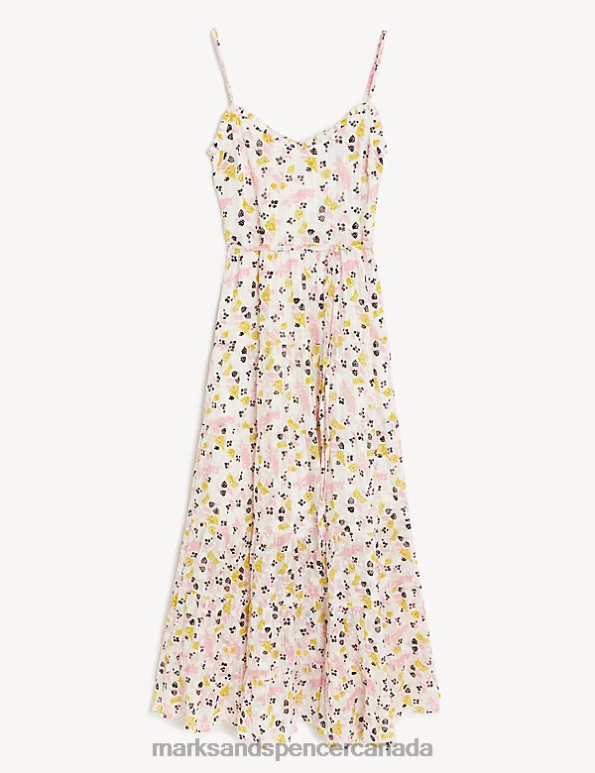 Marks and Spencer Canada - Women Ecru Mix Clothing Marks & Spencer Sparkly Floral V-Neck Maxi Tiered Dress 20VTD821