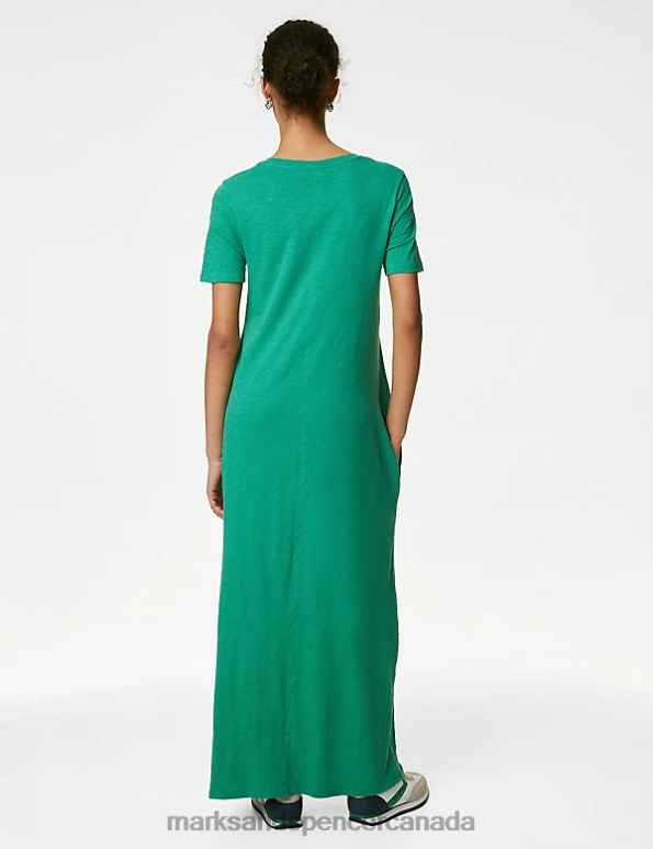 Marks and Spencer near me - Women Green Clothing Marks & Spencer Pure Cotton Round Neck Midaxi T-Shirt Dress 20VTD1721