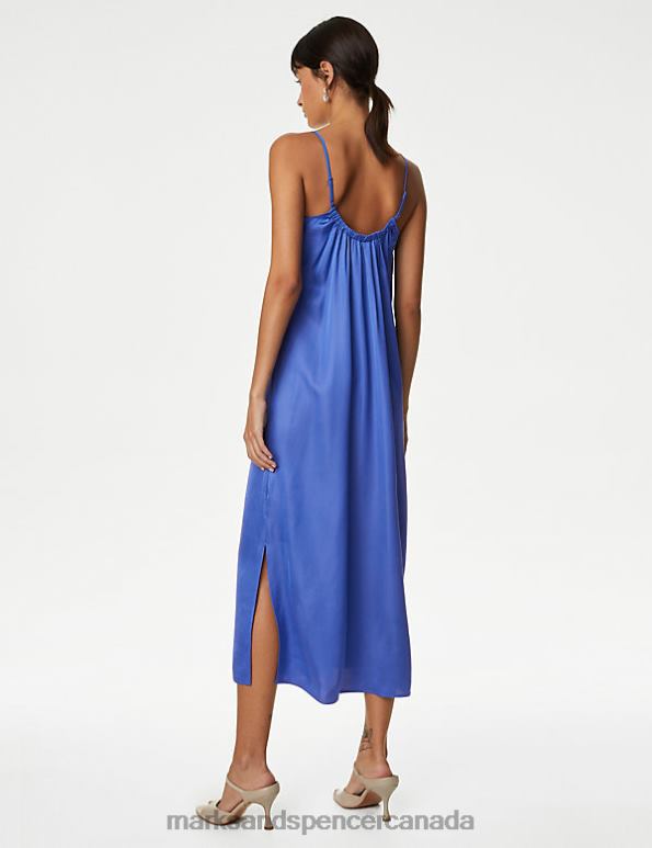 Women Iris Clothing Marks & Spencer Satin Square Neck Midaxi Slip Dress 20VTD707 - Marks and Spencer Canada locations