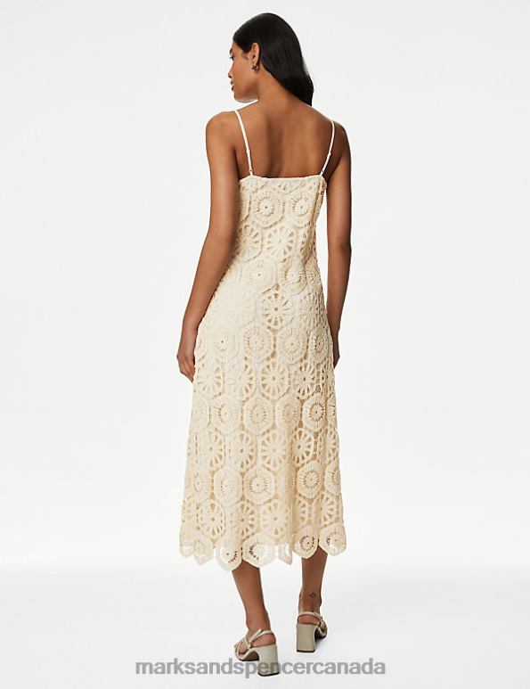 Marks and Spencer sale - Women Ivory Clothing Marks & Spencer Cotton Rich Textured Midi Slip Dress 20VTD2546
