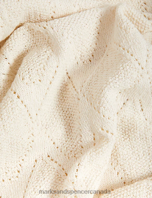 Women Ivory Clothing Marks & Spencer Cotton Rich Textured V-Neck Knitted Dress 20VTD2436 - Marks and Spencer outlet