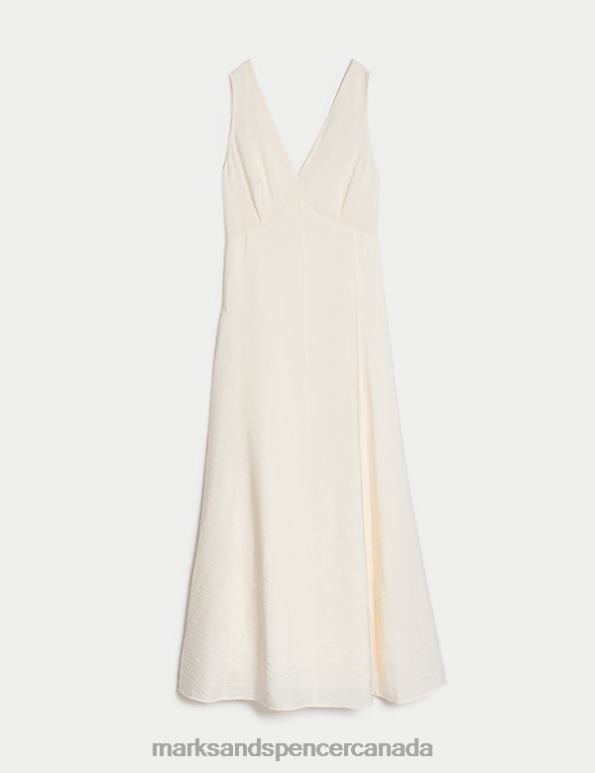 Marks and Spencer sale - Women Ivory Clothing Marks & Spencer V-Neck Midi Dress 20VTD809