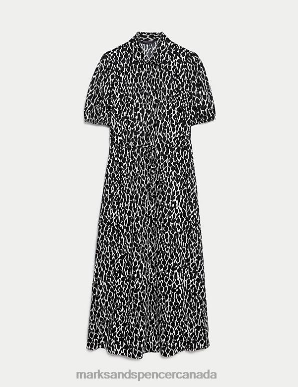 Women Ivory Mix Clothing Marks & Spencer Animal Print Collared Midi Shirt Dress 20VTD1221 - Marks and Spencer online