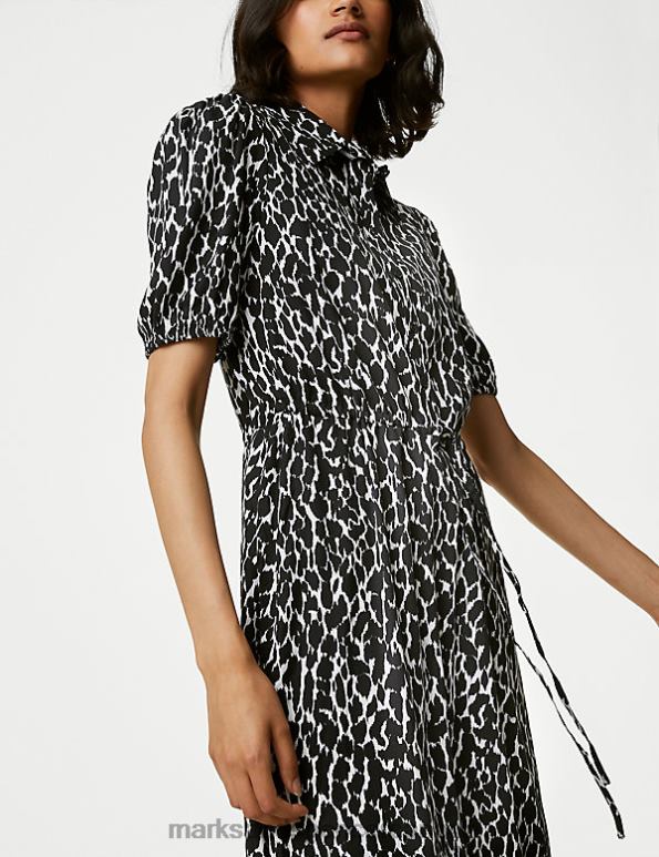 Women Ivory Mix Clothing Marks & Spencer Animal Print Collared Midi Shirt Dress 20VTD1221 - Marks and Spencer online