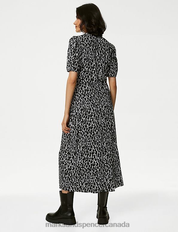 Women Ivory Mix Clothing Marks & Spencer Animal Print Collared Midi Shirt Dress 20VTD1221 - Marks and Spencer online