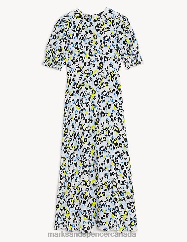 Women Ivory Mix Clothing Marks & Spencer Floral Midaxi Tea Dress 20VTD669 - Marks and Spencer outlet