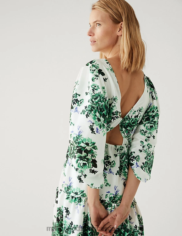 Marks and Spencer sale - Women Ivory Mix Clothing Marks & Spencer Floral V-Neck Midaxi Tiered Dress 20VTD251