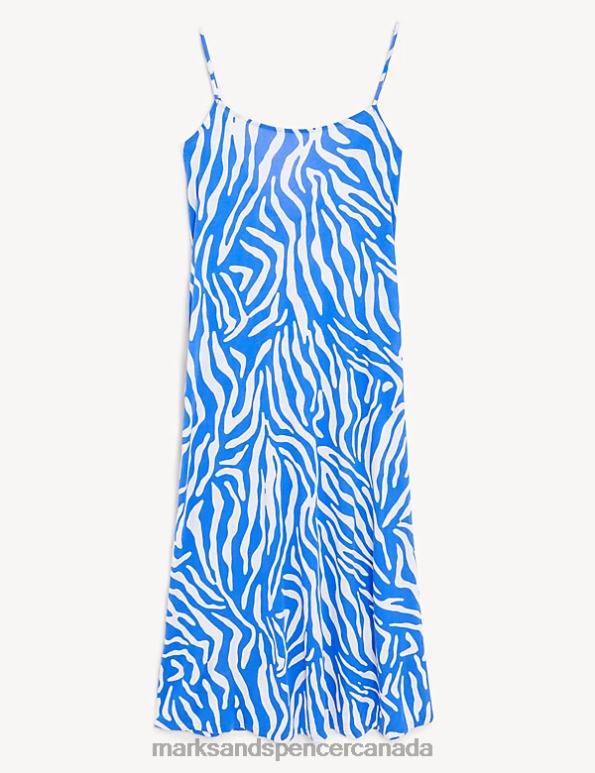 Women Light Blue Mix Clothing Marks & Spencer Tie Dye Scoop Neck Maxi Slip Dress 20VTD1905 - Marks and Spencer outlet