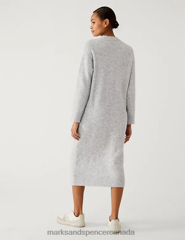 Marks and Spencer Canada - Women Light Grey Clothing Marks & Spencer Knitted Crew Neck Dress 20VTD1119