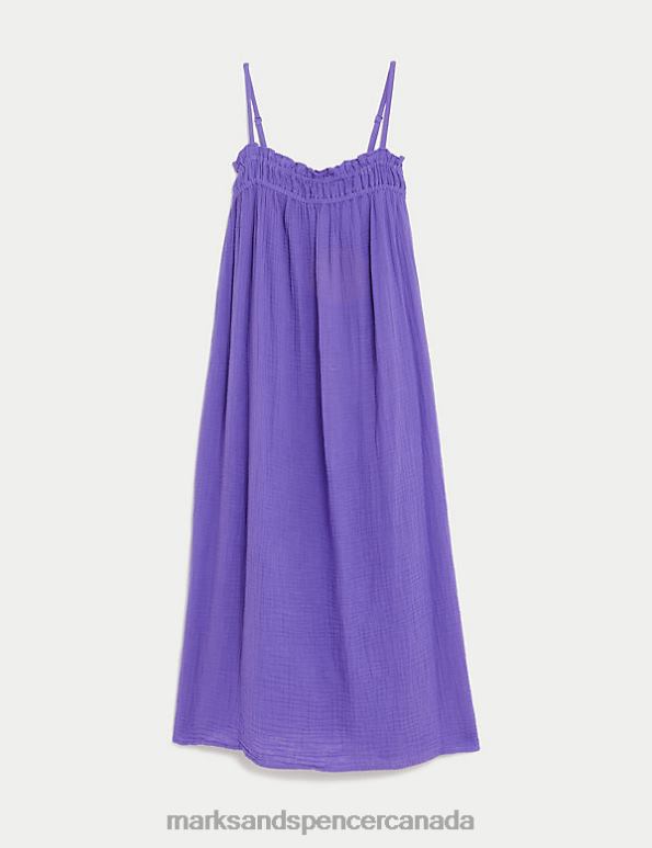 Marks and Spencer sale - Women Lilac Clothing Marks & Spencer Pure Cotton Textured Square Neck Dress 20VTD267