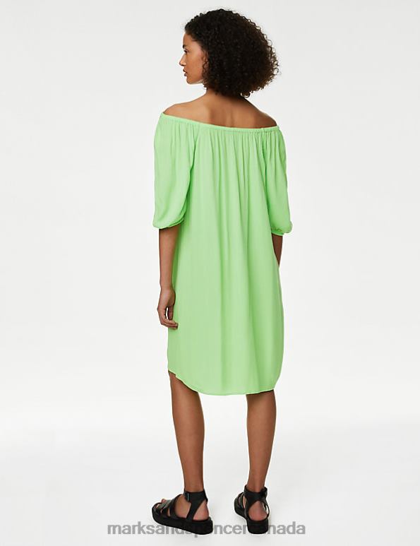 Marks and Spencer Canada - Women Lime Clothing Marks & Spencer Bardot Knee Length Shift Dress 20VTD2175