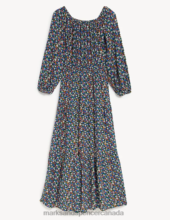 Marks and Spencer near me - Women Multi/Brights Clothing Marks & Spencer Printed Bardot Midaxi Dress 20VTD2615