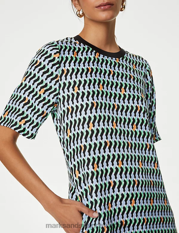 Marks and Spencer near me - Women Multi Clothing Marks & Spencer Cupro Rich Printed Midaxi T-Shirt Dress 20VTD2756
