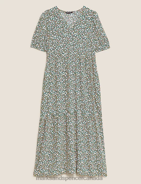 Marks and Spencer sale - Women Multi Clothing Marks & Spencer Ditsy Floral V Neck Midi Tiered Dress 20VTD3214