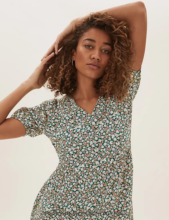 Marks and Spencer sale - Women Multi Clothing Marks & Spencer Ditsy Floral V Neck Midi Tiered Dress 20VTD3214