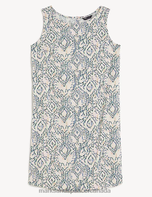 Marks and Spencer sale - Women Multi Clothing Marks & Spencer Linen Rich Printed Round Neck Shift Dress 20VTD2071