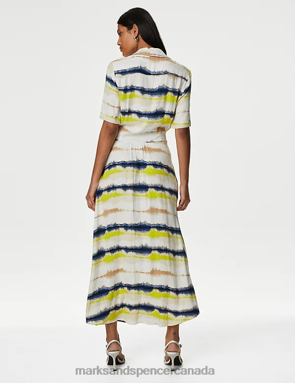 Women Multi Clothing Marks & Spencer Printed Collared Belted Midi Shirt Dress 20VTD45 - Marks and Spencer online