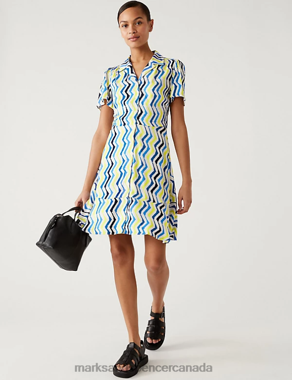 Women Multi Clothing Marks & Spencer Printed Mini Shirt Dress 20VTD1555 - Marks and Spencer online