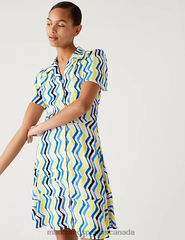 Women Multi Clothing Marks & Spencer Printed Mini Shirt Dress 20VTD1555 - Marks and Spencer online