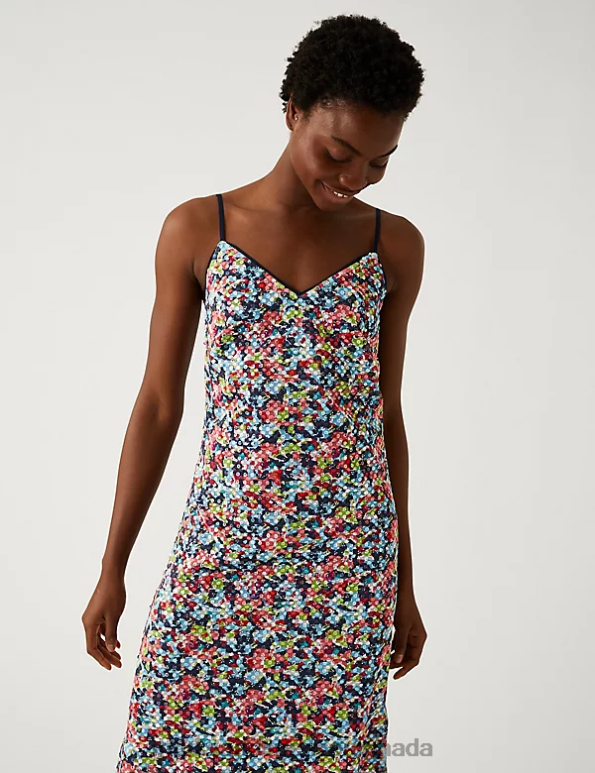 Marks and Spencer sale - Women Multi Clothing Marks & Spencer Printed Sequin Midi Slip Dress 20VTD2010