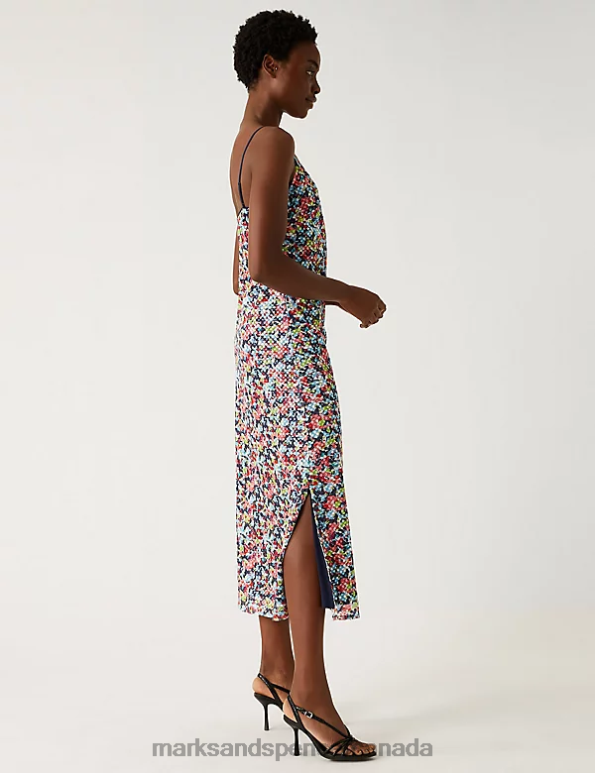 Marks and Spencer sale - Women Multi Clothing Marks & Spencer Printed Sequin Midi Slip Dress 20VTD2010
