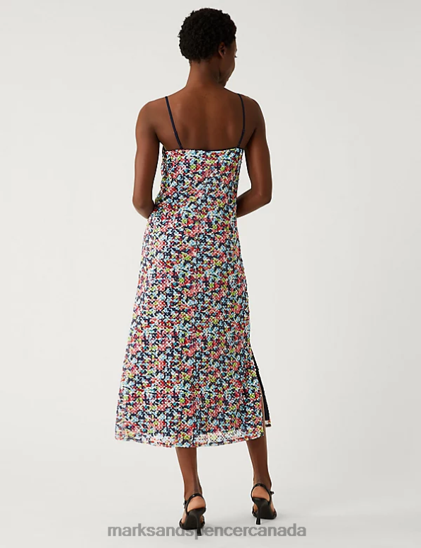 Marks and Spencer sale - Women Multi Clothing Marks & Spencer Printed Sequin Midi Slip Dress 20VTD2010