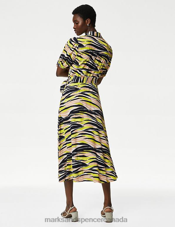Marks and Spencer near me - Women Multi Clothing Marks & Spencer Printed Tie Waist Midi Shirt Dress 20VTD2135