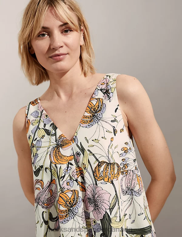 Women Multi Clothing Marks & Spencer Pure Cotton Floral V-Neck Midi Shift Dress 20VTD1071 - Marks and Spencer Canada locations