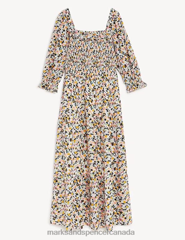 Marks and Spencer near me - Women Multi Clothing Marks & Spencer Pure Cotton Printed Shirred Midaxi Dress 20VTD1623