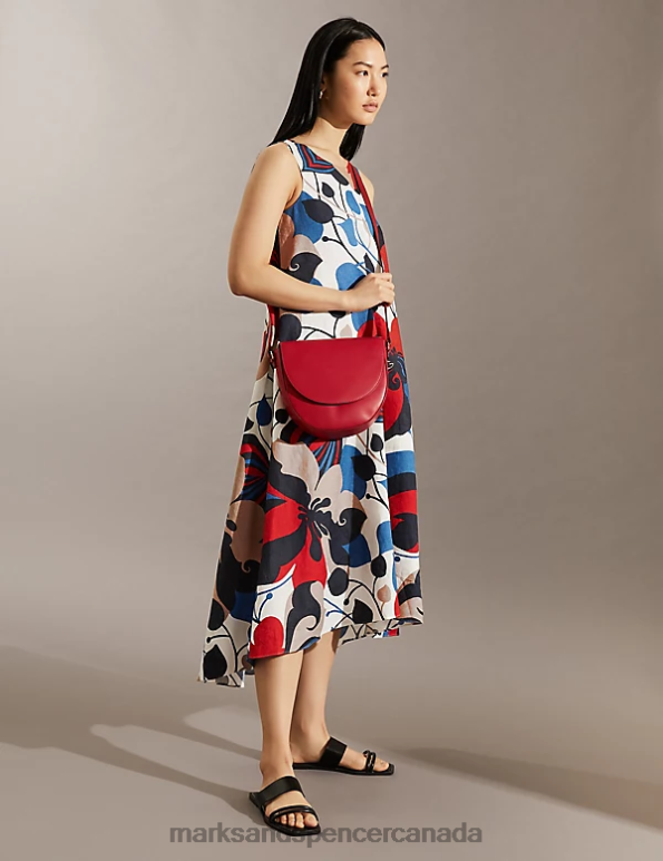 Marks and Spencer sale - Women Multi Clothing Marks & Spencer Pure Linen Floral V-Neck Midi Column Dress 20VTD504